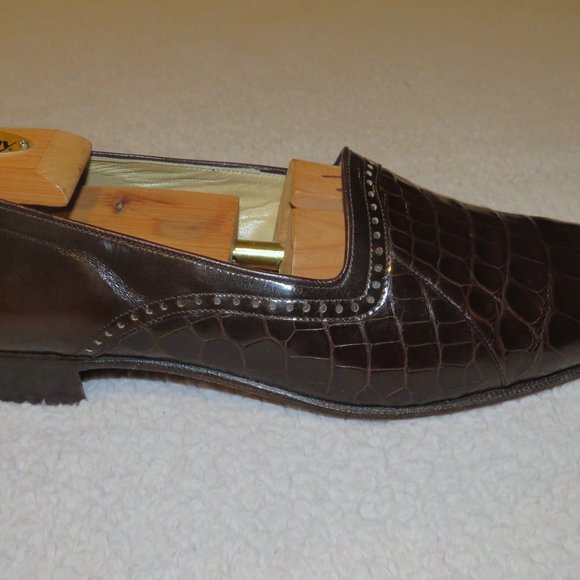 Mauri Brown Alligator Broguing Spectator Loafer Flats 9.5 M main image 4